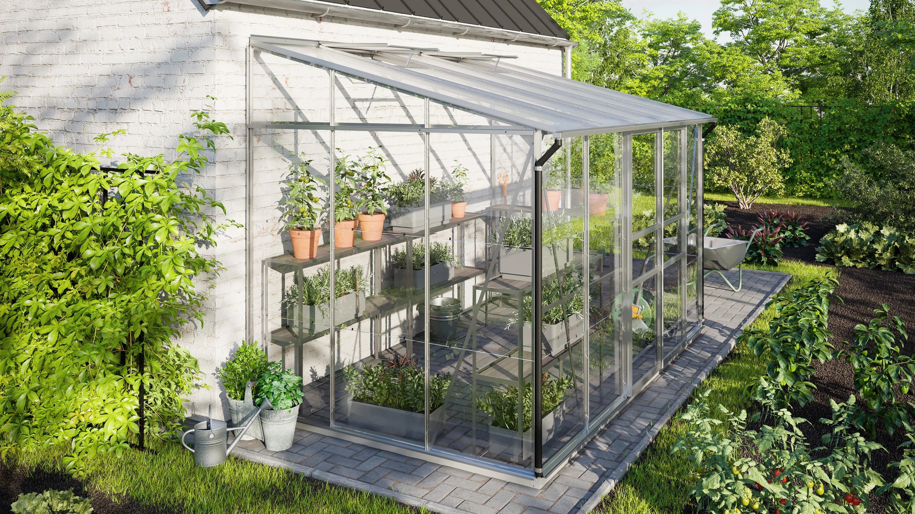 serre de jardin adossée verre trempé