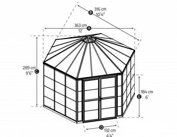 serre-jardin-hexagonale-polycarbonate-oasis-dimensions