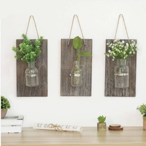 pot de fleurs mural en bois