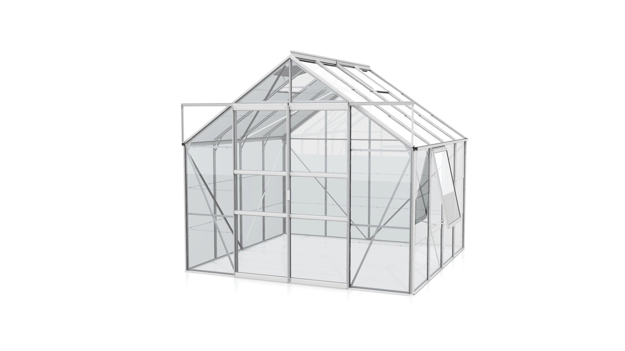 serre de jardin en verre double porte