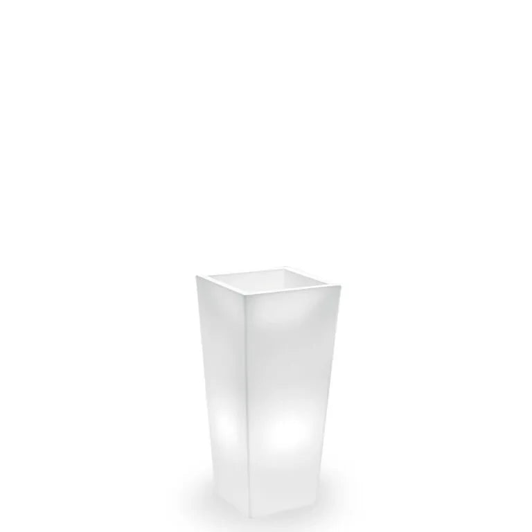 Pot Genesis Carré LED - 70 cm / Blanche avec câble - Pot