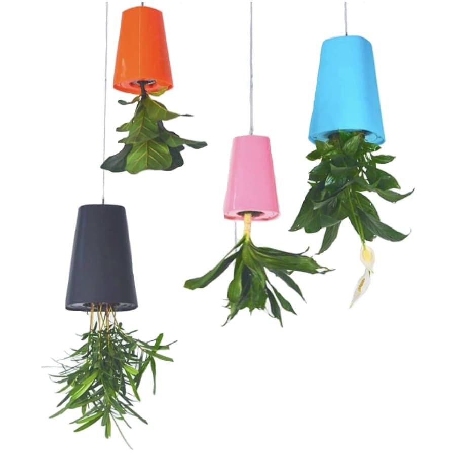 pots de fleurs suspendus à l'envers