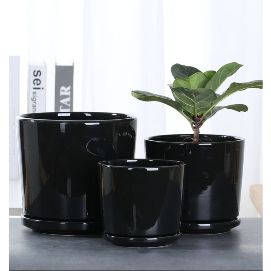pot de fleurs ceramique noir