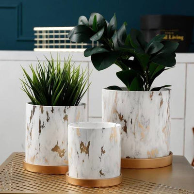 cache pot imitation marbre