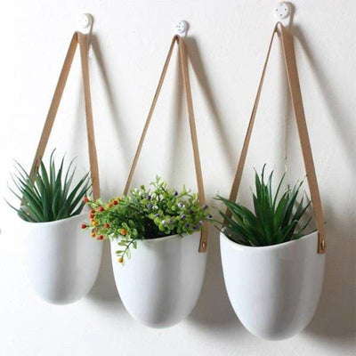 pot de fleurs mural suspendu blanc