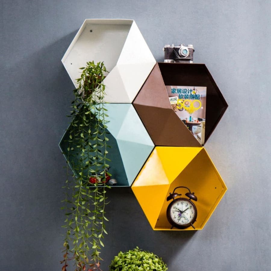 etagere hexagonale murale