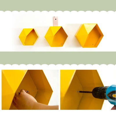 Porte Plante <br> Étagère Hexagonale Jaune