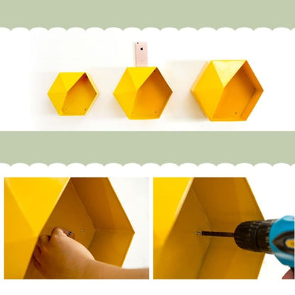 Porte Plante <br> Étagère Hexagonale Jaune