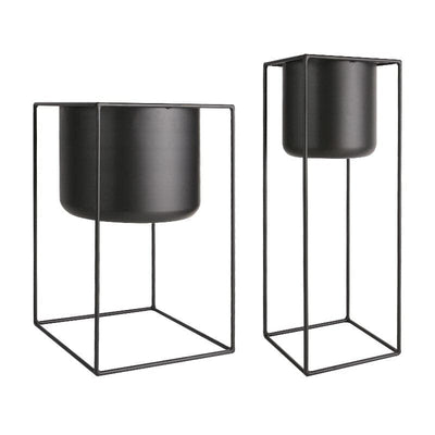 Cache Pot sur Pied Noir <br> Cuadrado